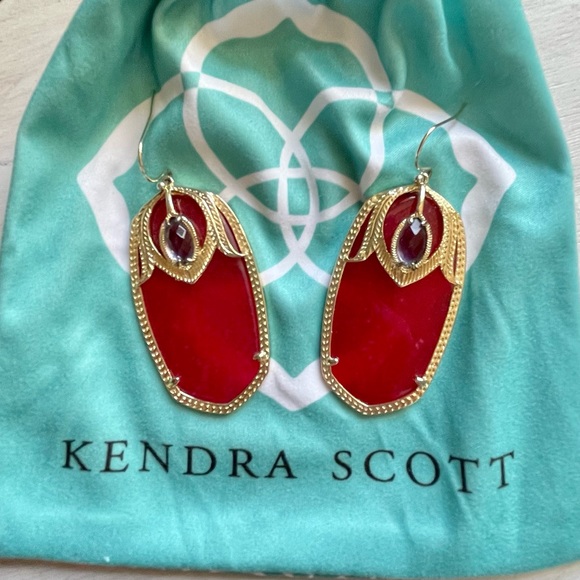 Kendra Scott Darby Gold Drop Earrings in Royal Purple Magnesite and Maroon Jade - Picture 2 of 4